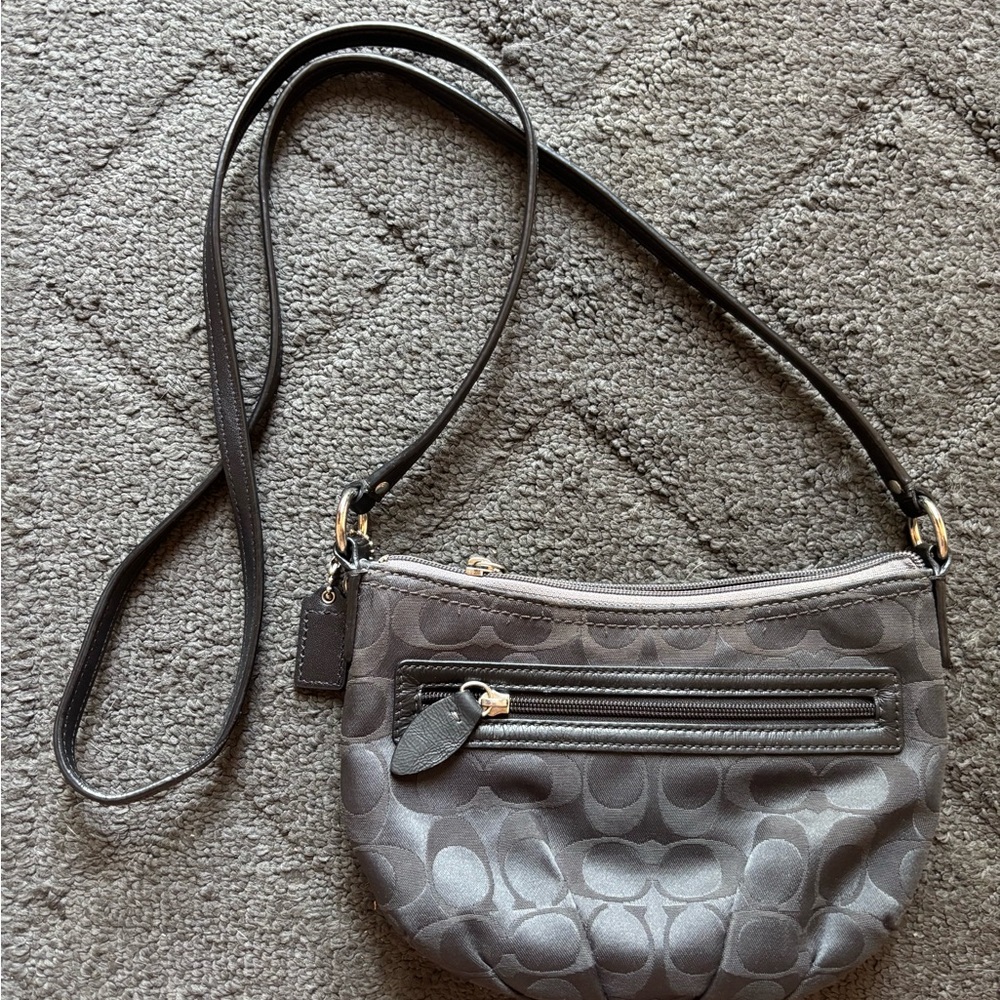 Coach Black Signature Small Crossbody Bag, 26” strap